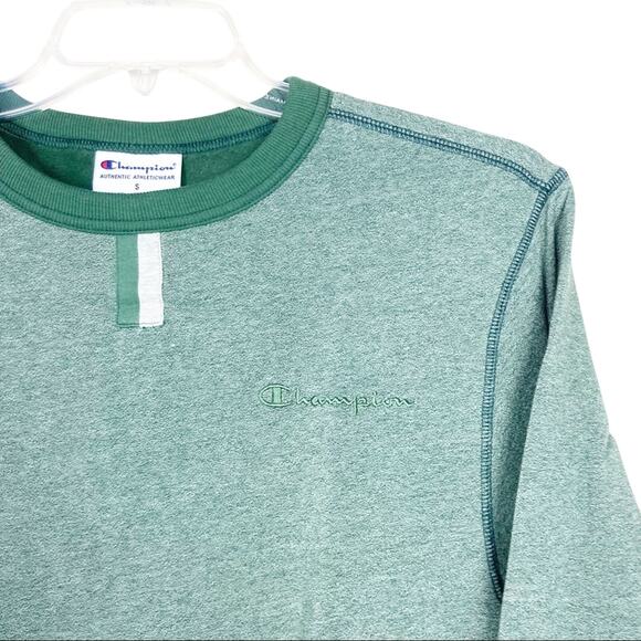 Champion Green Fleece Crewneck Sweatshirt Sz S - Picture 2 of 8